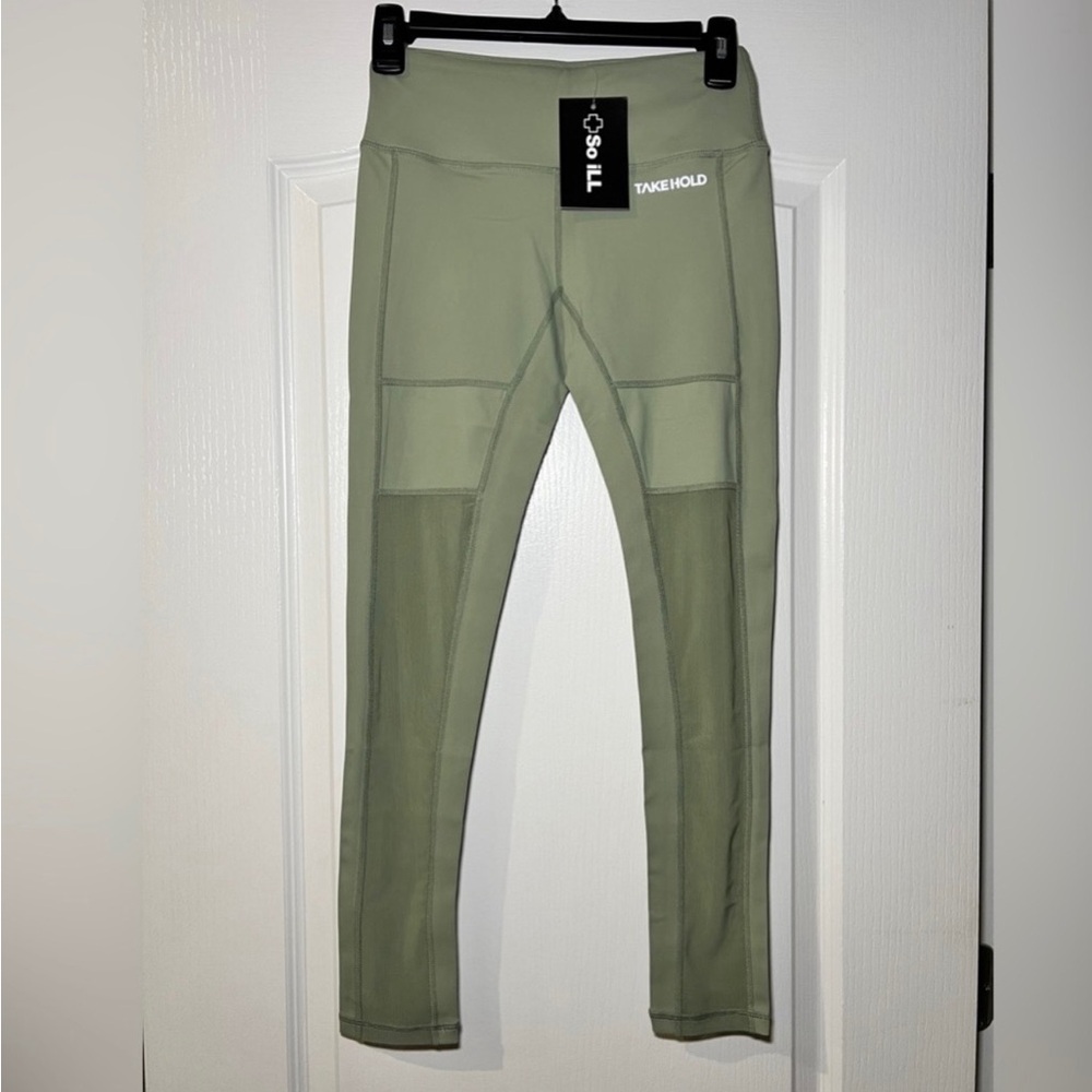 So ILL Take Hold Light Green Mesh‎ Leggings - Rock Climbing. Size XS. NWT